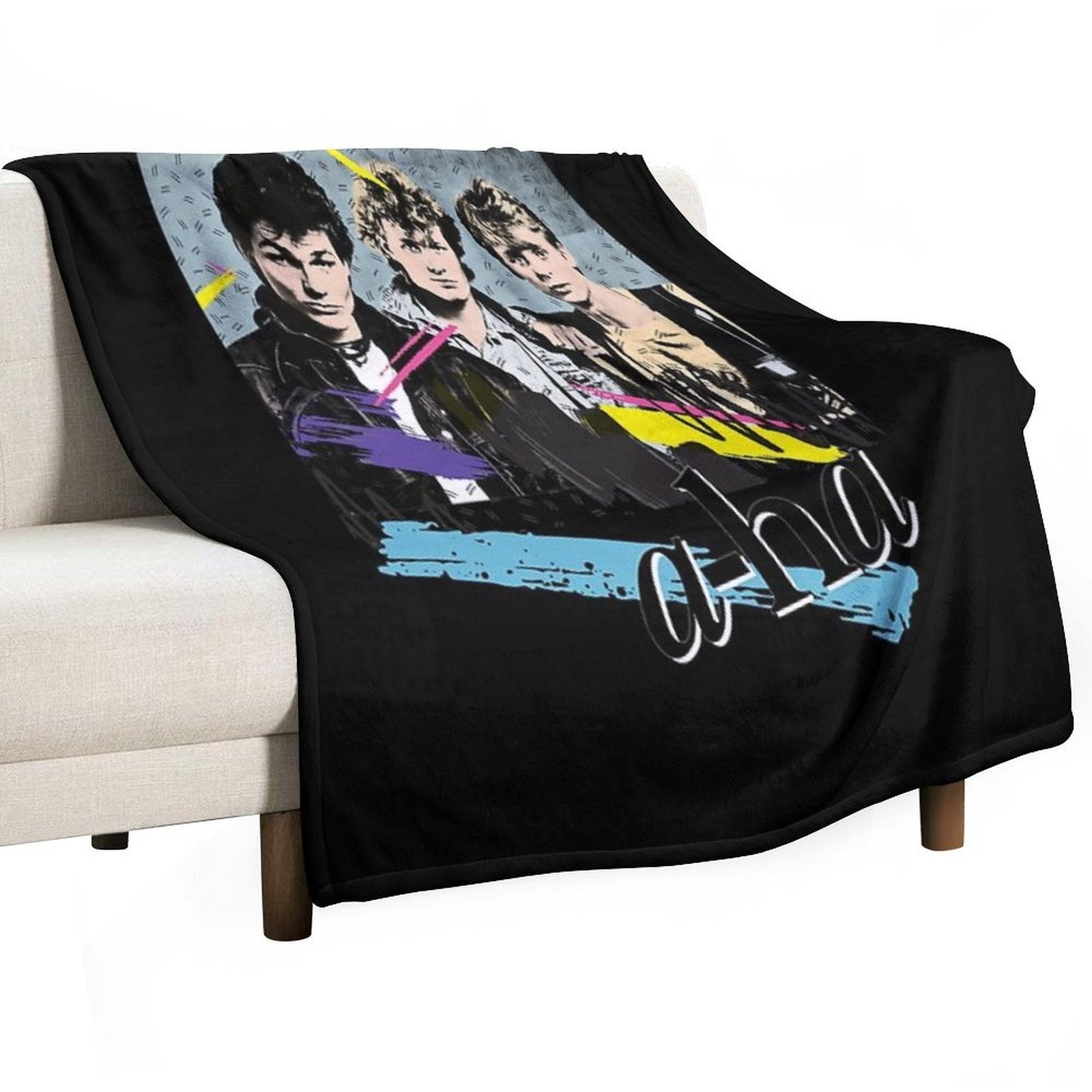 Original Vintage Styled 80s A-Ha Design Premium Throw Blanket