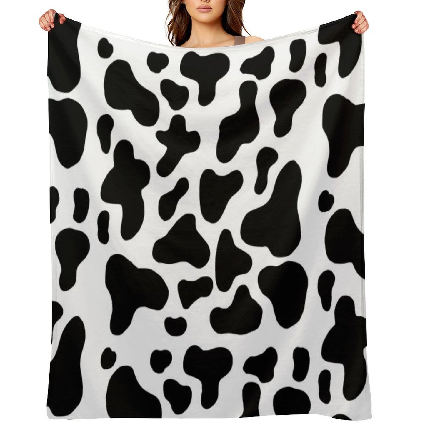 Cow Print Compact Throw Blanket