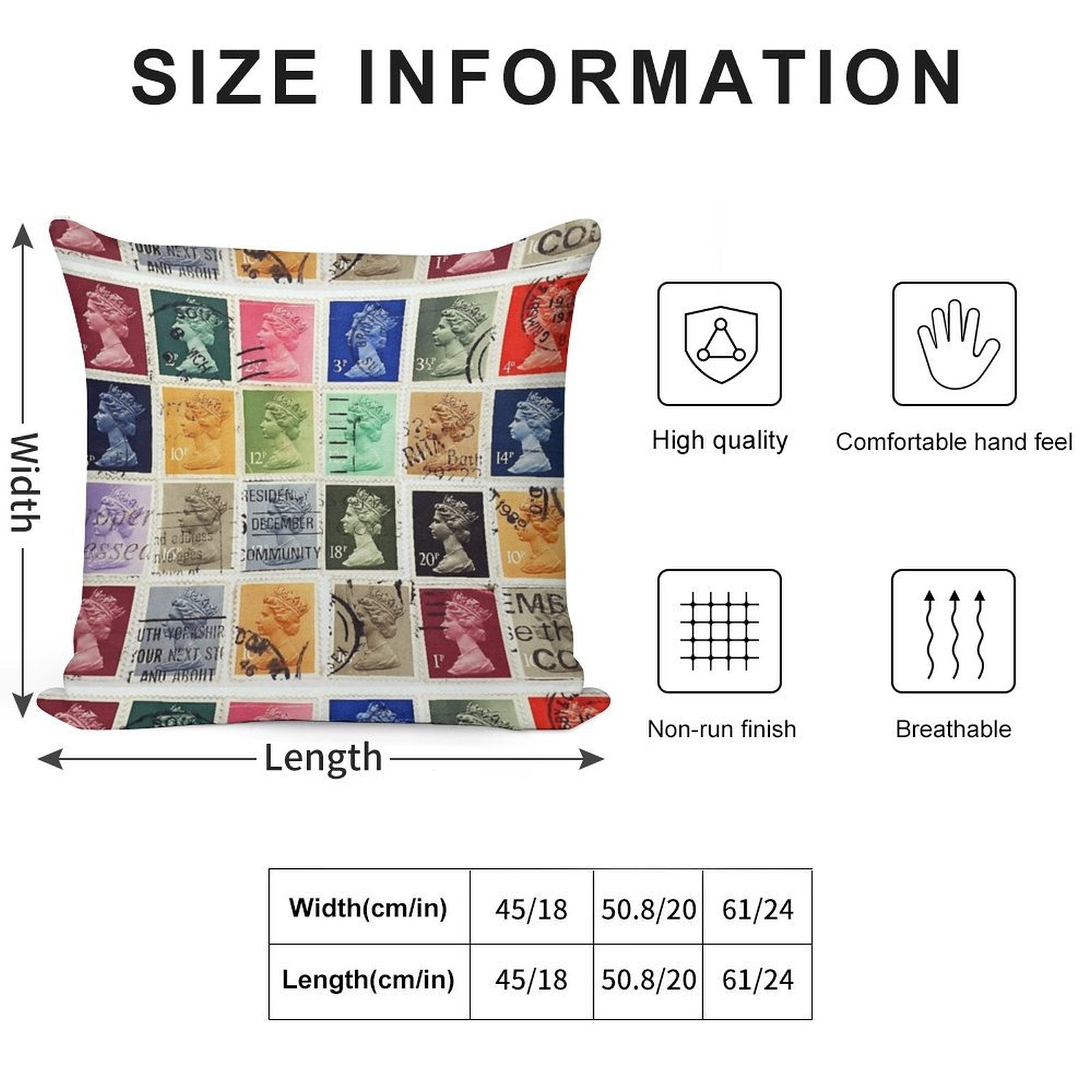 British Postage Stamps with A Queen Elizabeth Profile. Soft Luxury Feel Throw Pillow