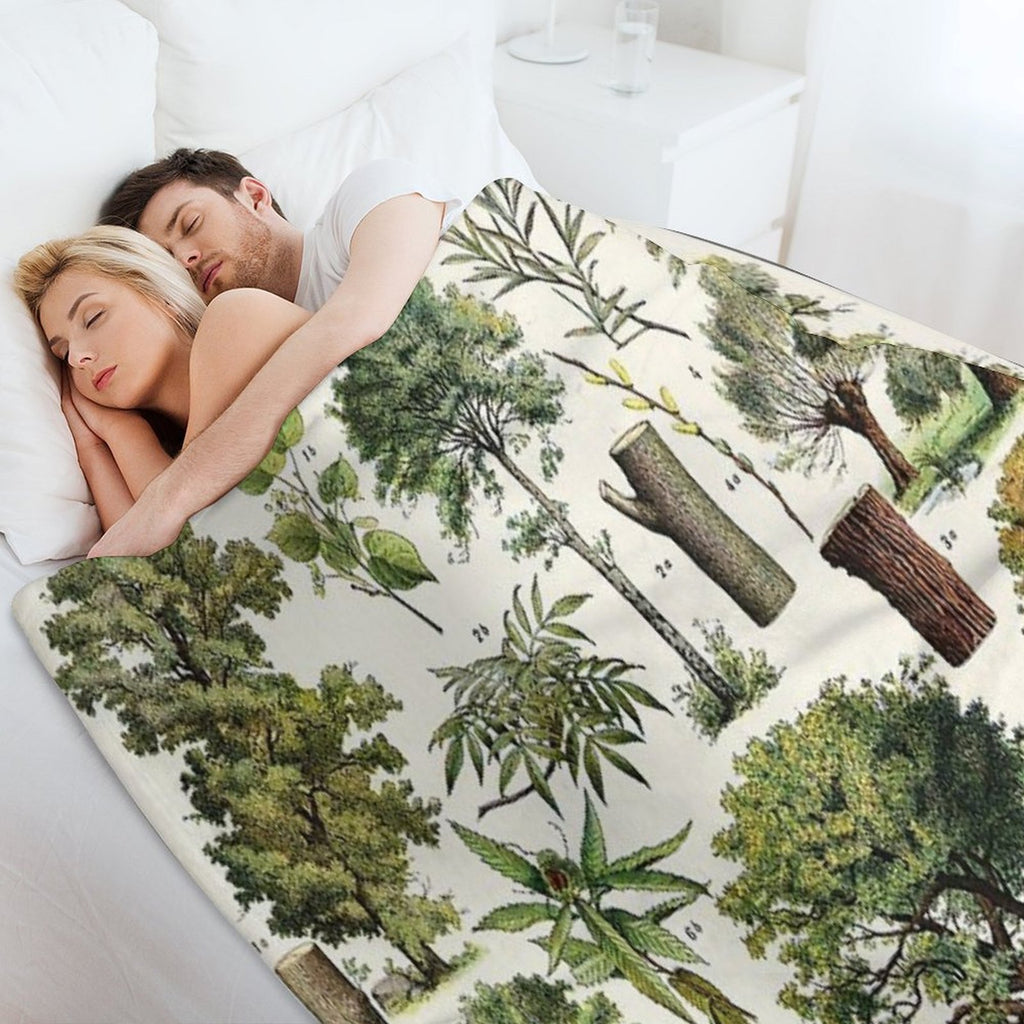 Adolphe Millot - Arbres A - French Vintage Botanical Poster Machine-washable Throw Blanket