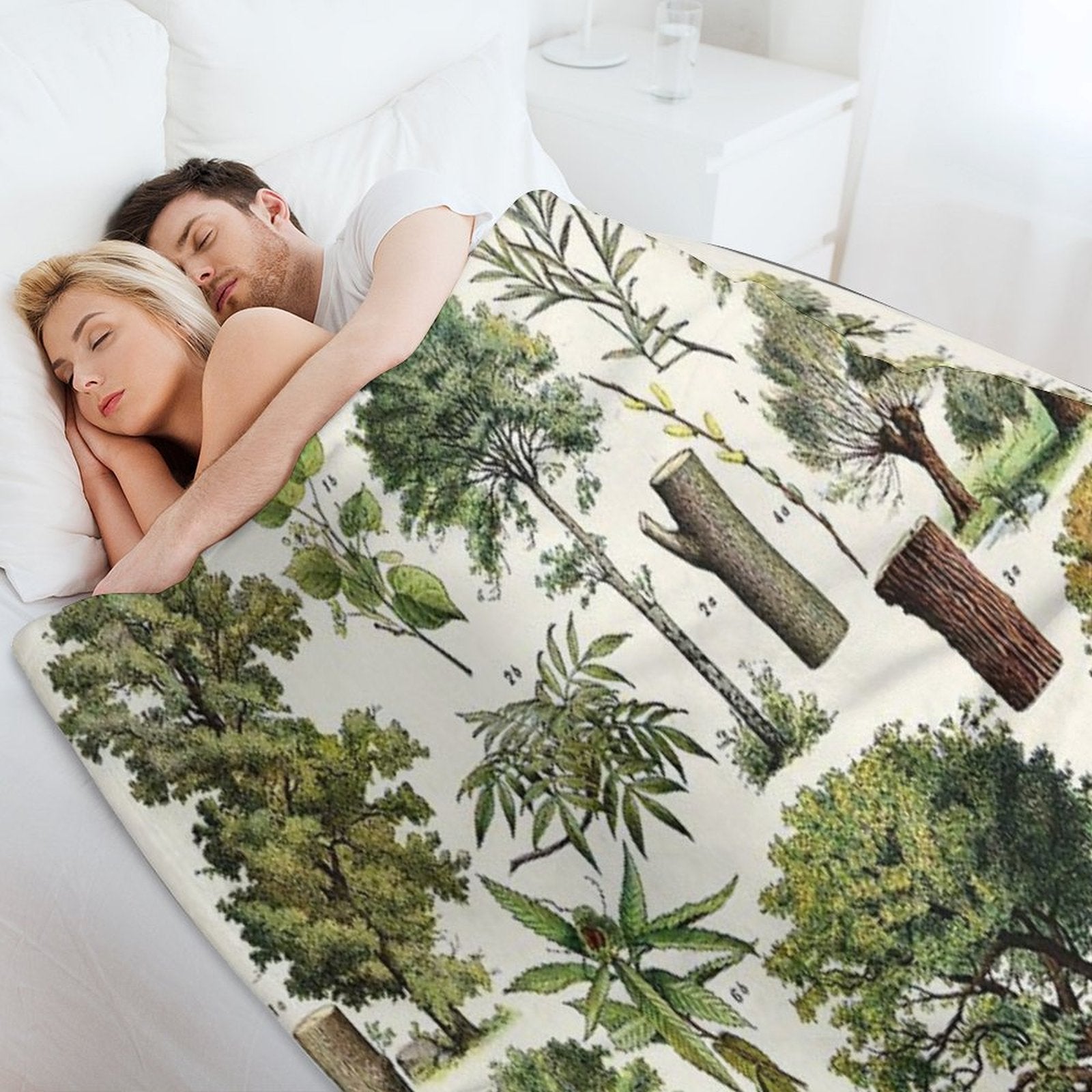 Adolphe Millot - Arbres A - French Vintage Botanical Poster Machine-washable Throw Blanket