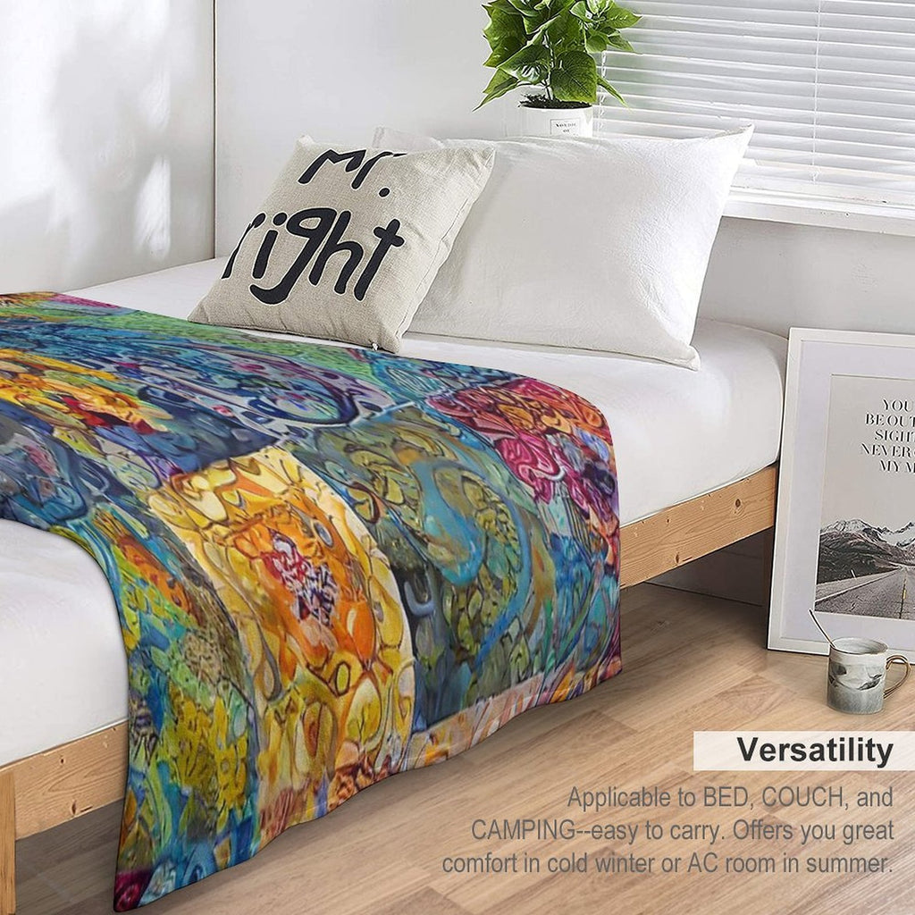 Abstract Quilt Decoupage Tile Pattern Gift-ready Throw Blanket
