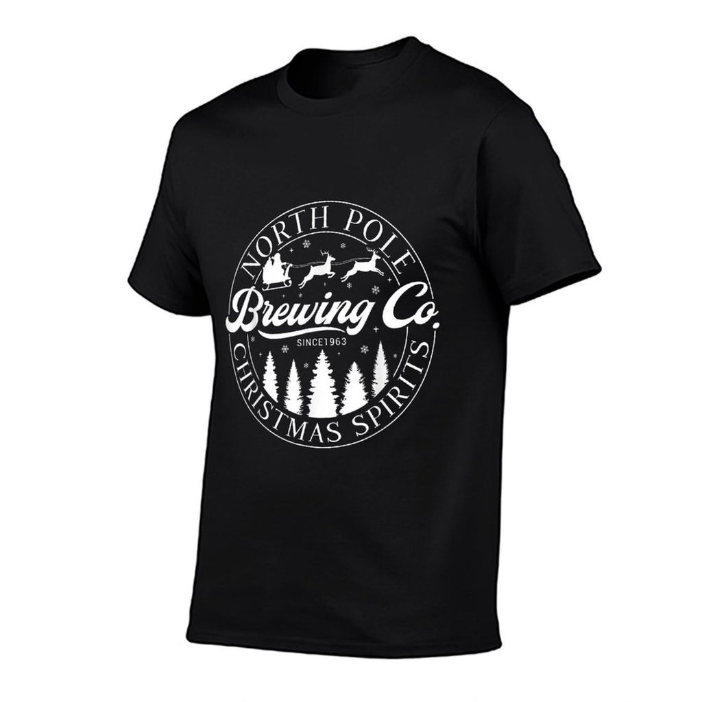 North Pole Brewing Co Christmas Spirits Funny Drink Label  Cotton T-Shirt