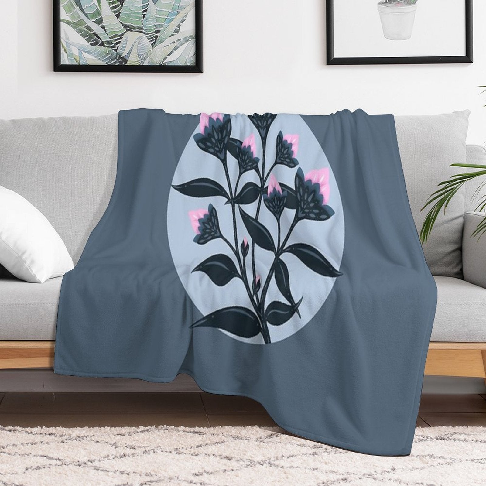 Abstract Flowers in Minimalist Style Gift-ready Throw Blanket