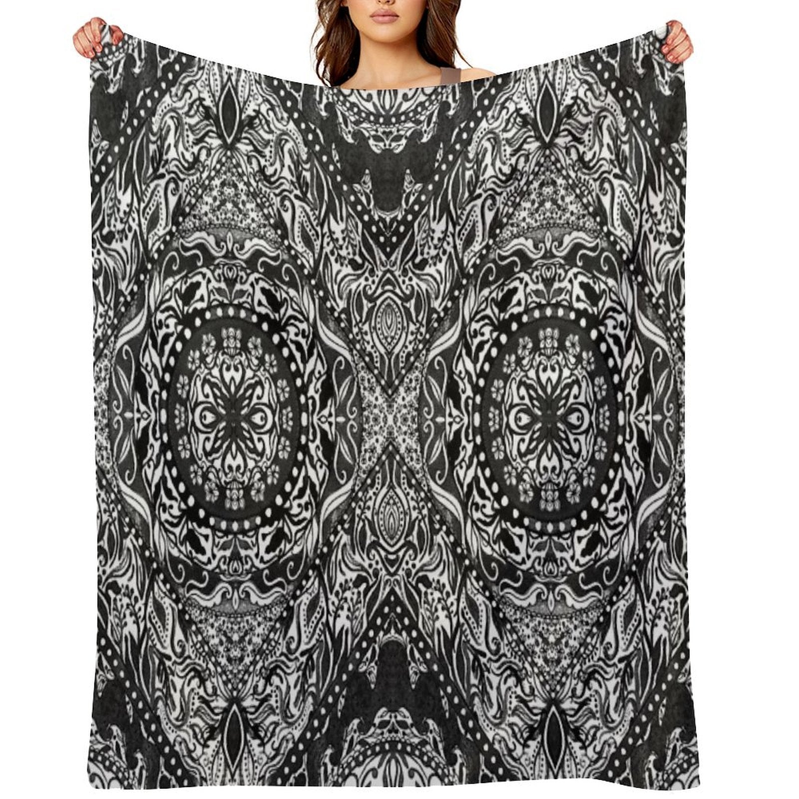 Black And White Fire Mandala Gift-ready Throw Blanket