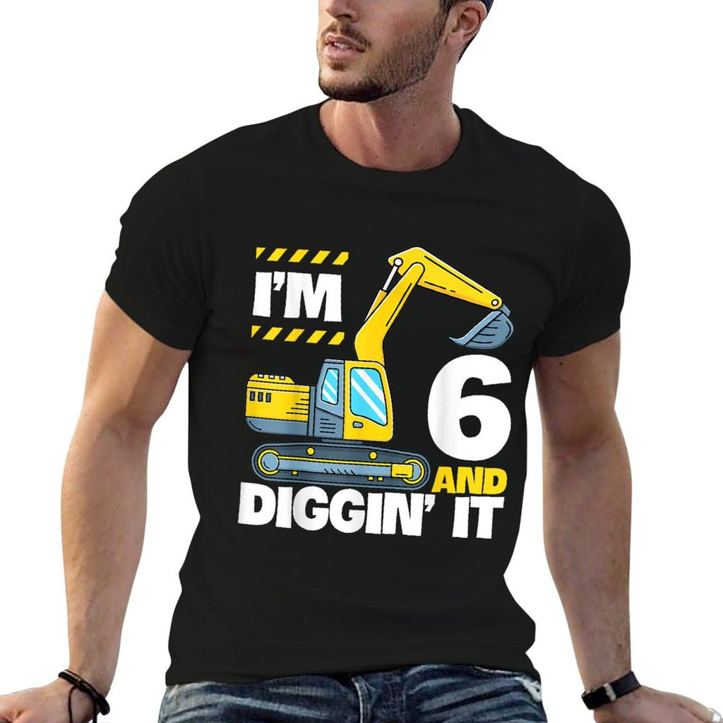 Construction Truck 6th Birthday 6 Years Old Digger Excavator  Soft T-Shirt
