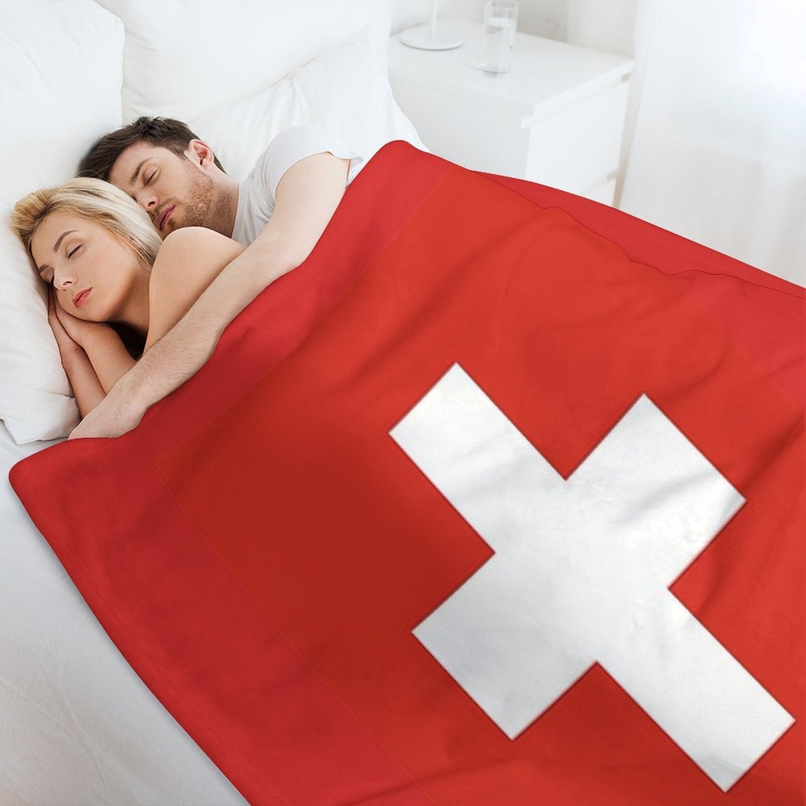 Switzerland National Flag T-Shirt - Swiss Sticker Bedspread Duvet Durable Throw Blanket