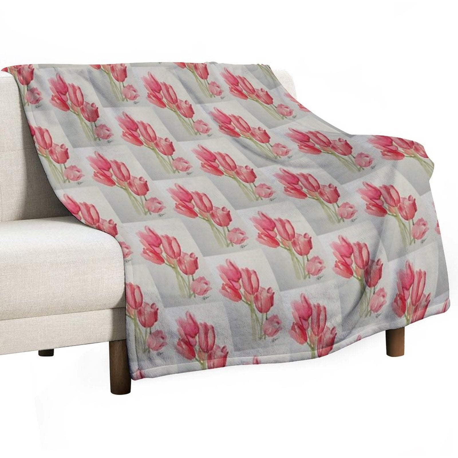 Pink Tulips Premium Throw Blanket