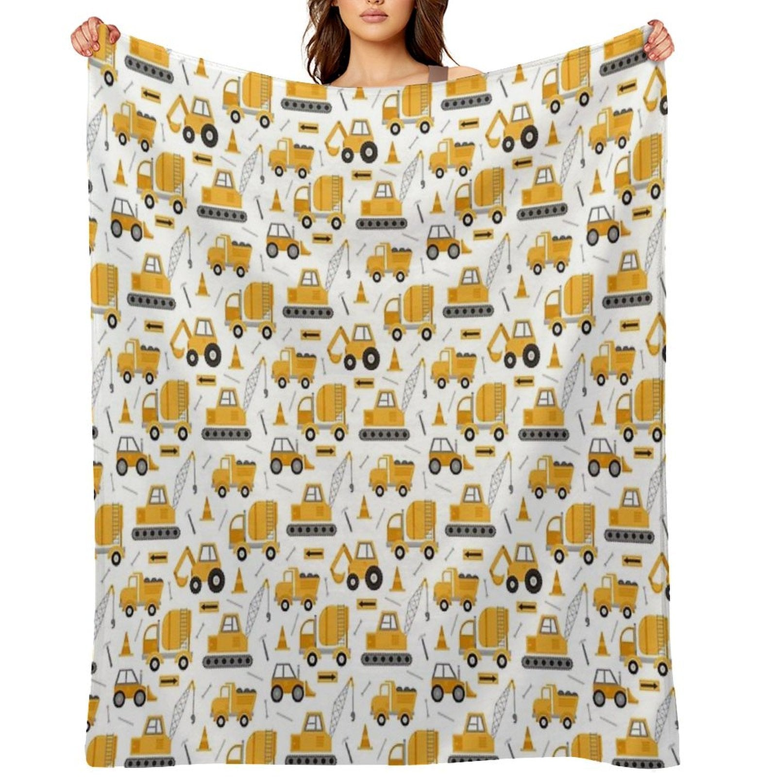 Construction Trucks Sustainable Throw Blanket