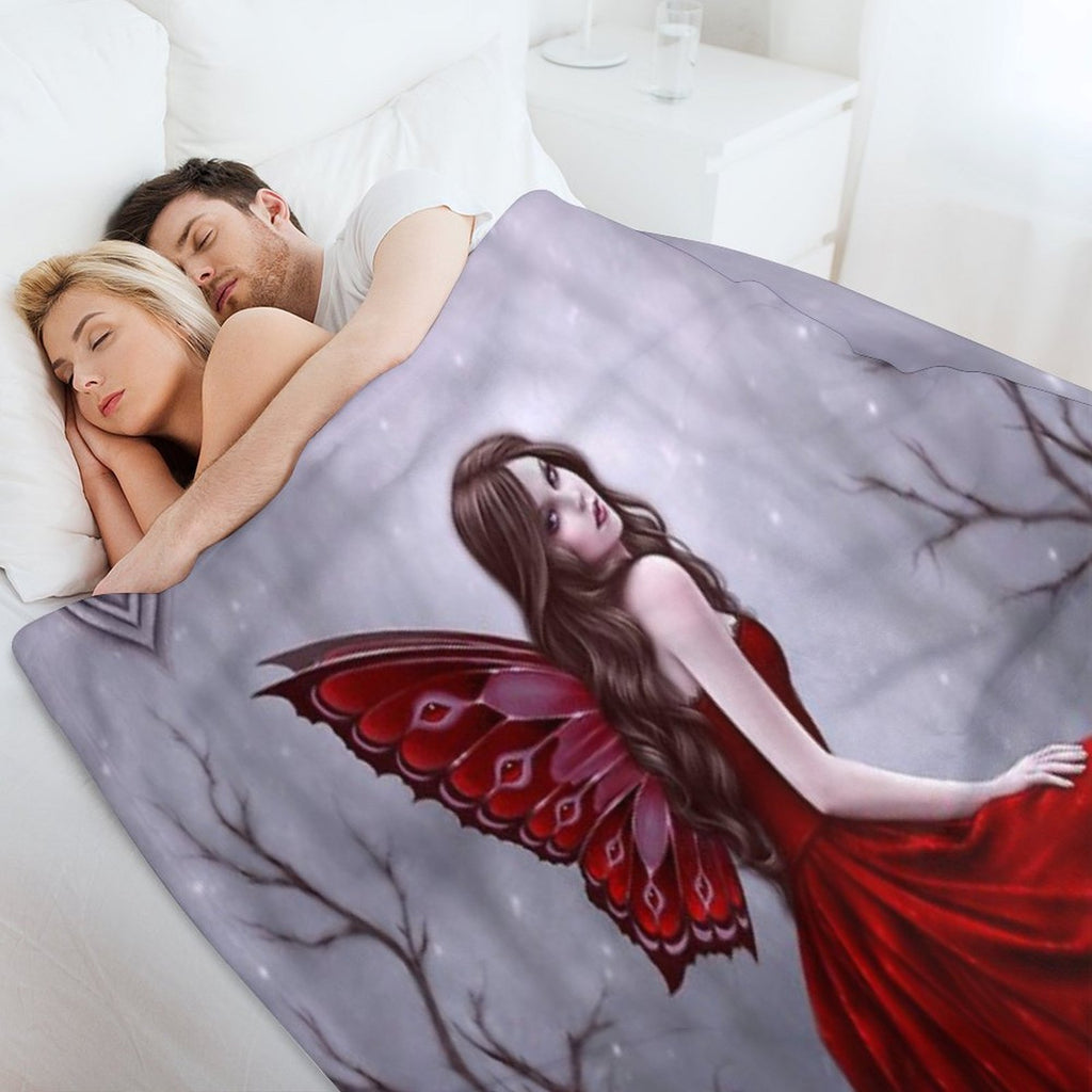 Winter Rose Butterfly Fairy Compact Throw Blanket
