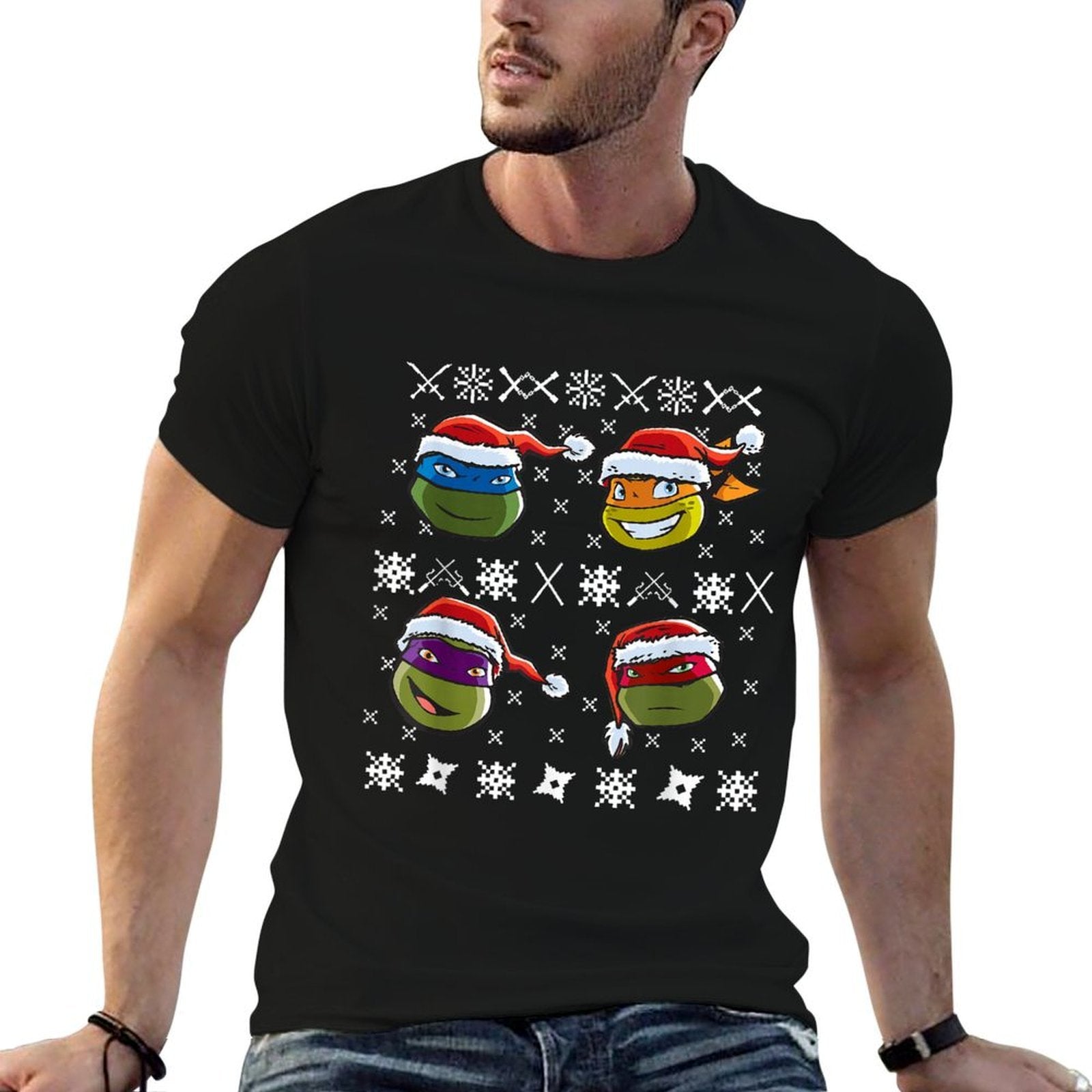 Teenage Mutant Ninja Turtles Christmas Sweater  Ribbed Collar T-Shirt