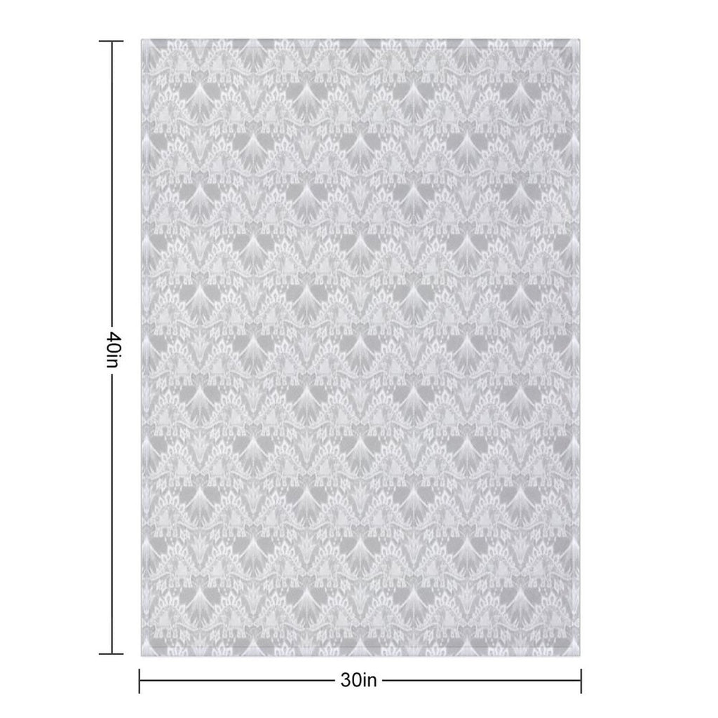 Stegosaurus Lace - White Plush Throw Blanket