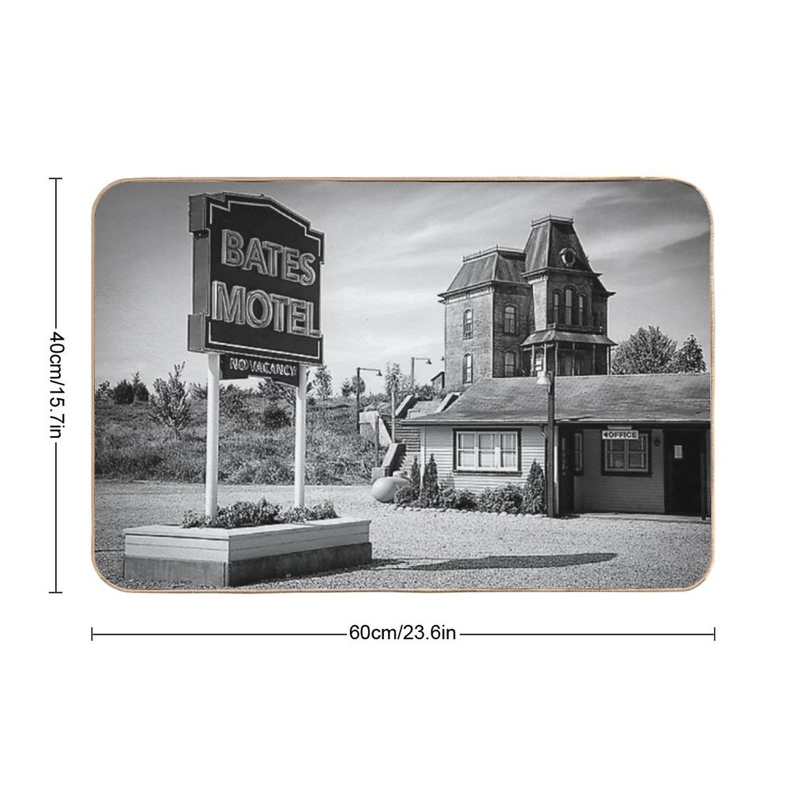 Motel Spooky Psycho Norman Vintage Antique Still Print  Eco-Friendly Bath Mat