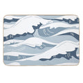 Light Blue Japanese Waves  Multi-Purpose Bath Mat
