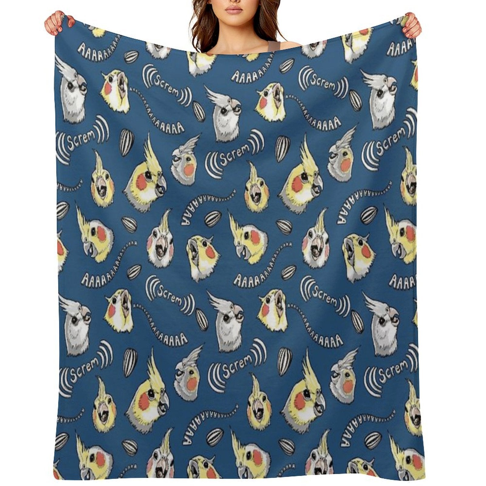 Cockatiel Screm Wrinkle-free Throw Blanket