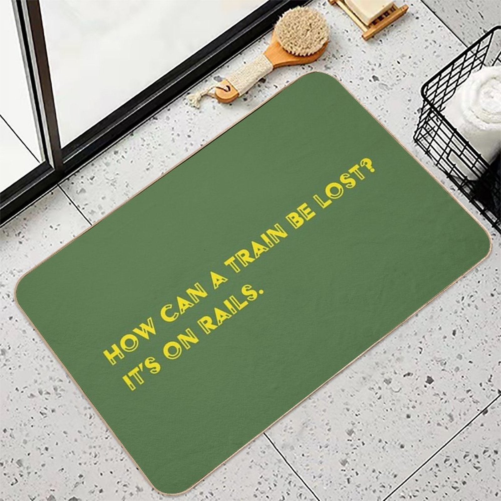 How Can A Train Be Lost It's on Rails.  Slip-Resistant Bath Mat