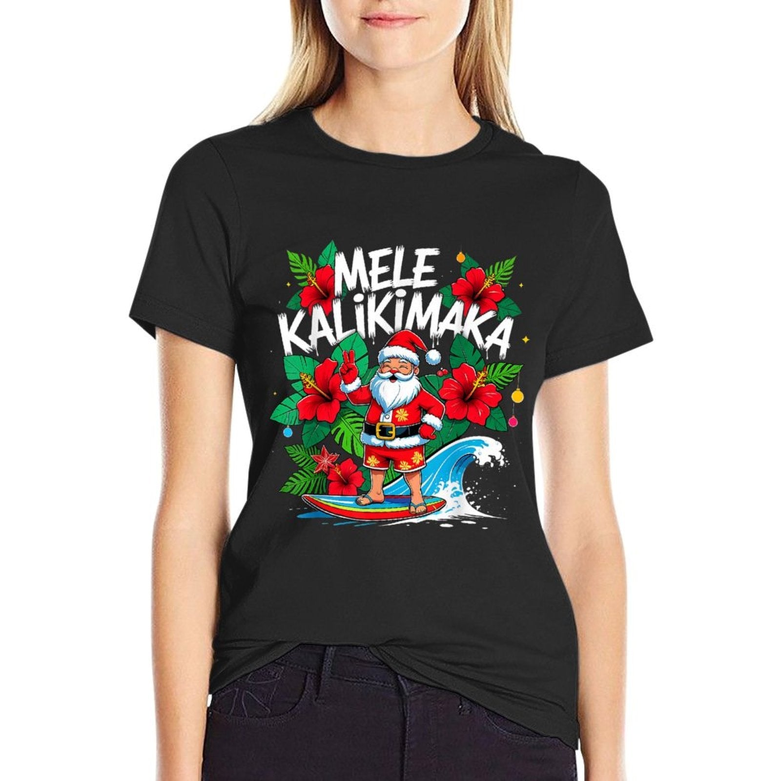 Mele Kalikimaka Tropical Santa Christmas  Slim-fit Cut T-Shirt