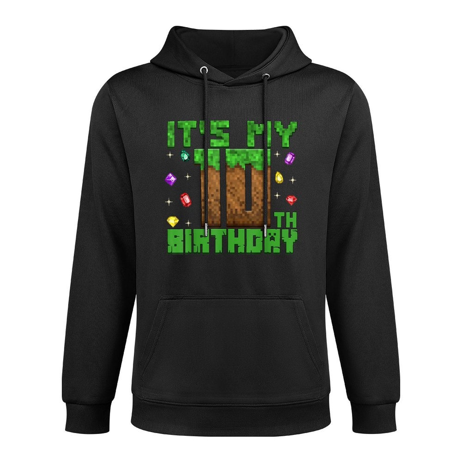 Birthday Boy It's My 10th Birthday Gamer Pixel Number Medium-Weight Fabric Hoodie