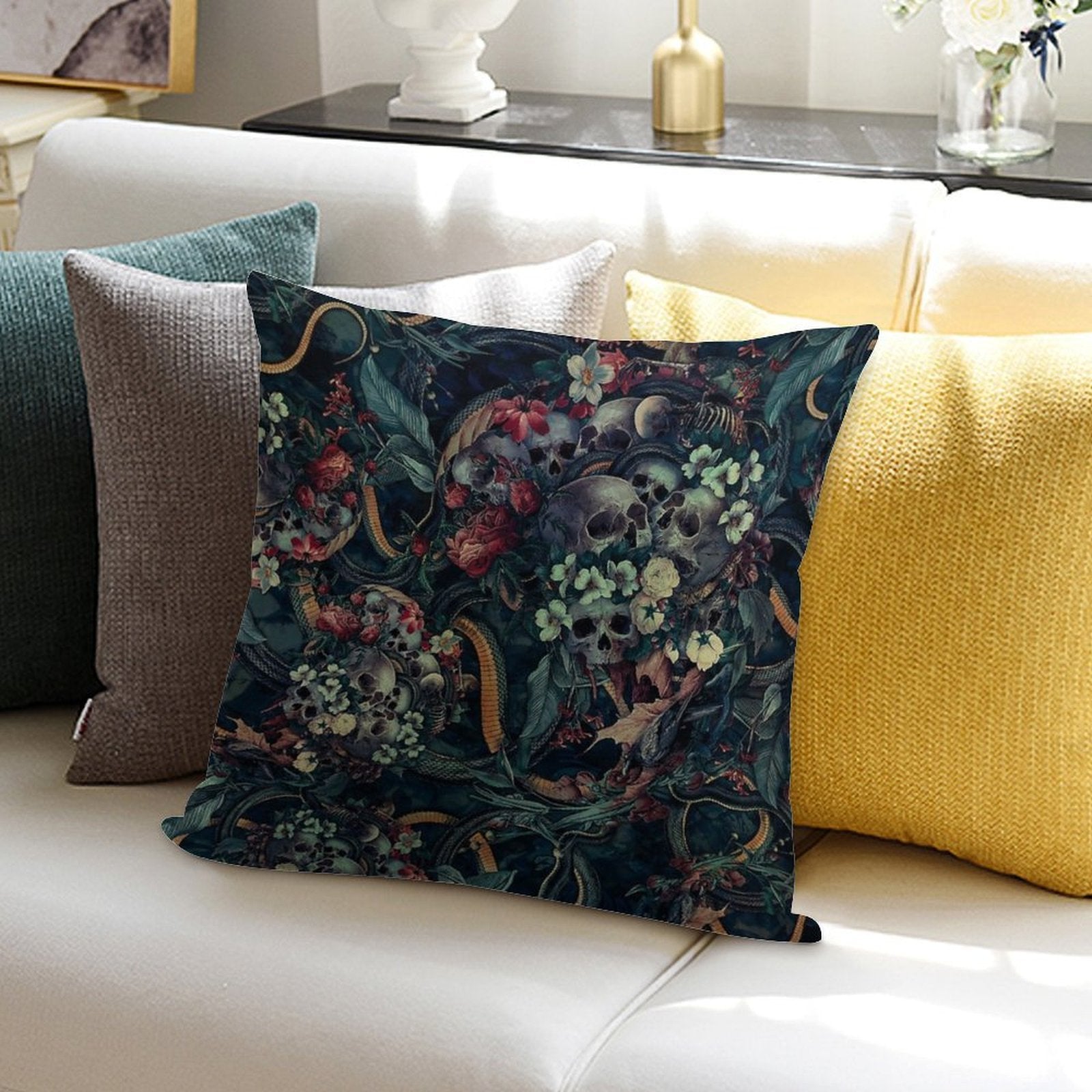 Skulls And Snakes Soft Bedroom Essential Throw Pillow