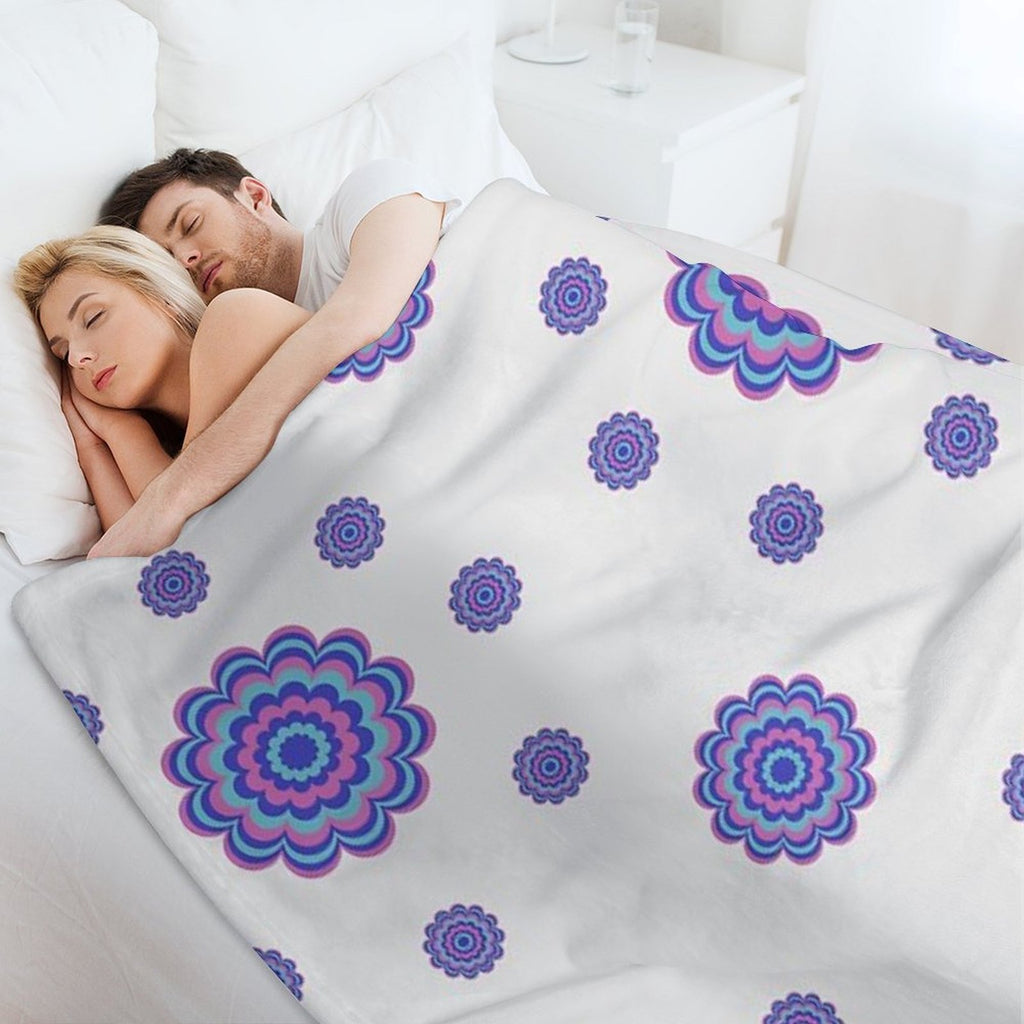 Psychedelic Floral Mandala Pattern Velvety-soft Throw Blanket