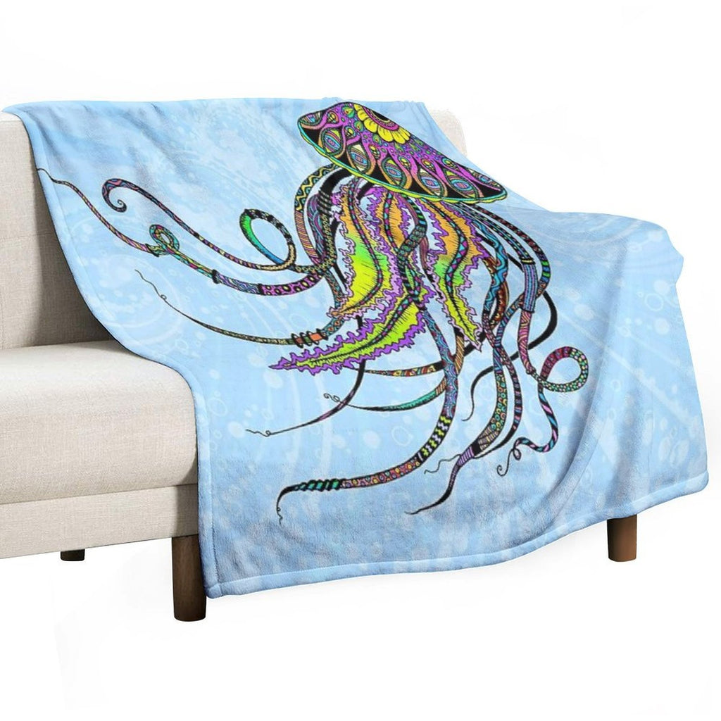 Electric Jellyfish Versatility Throw Blanket