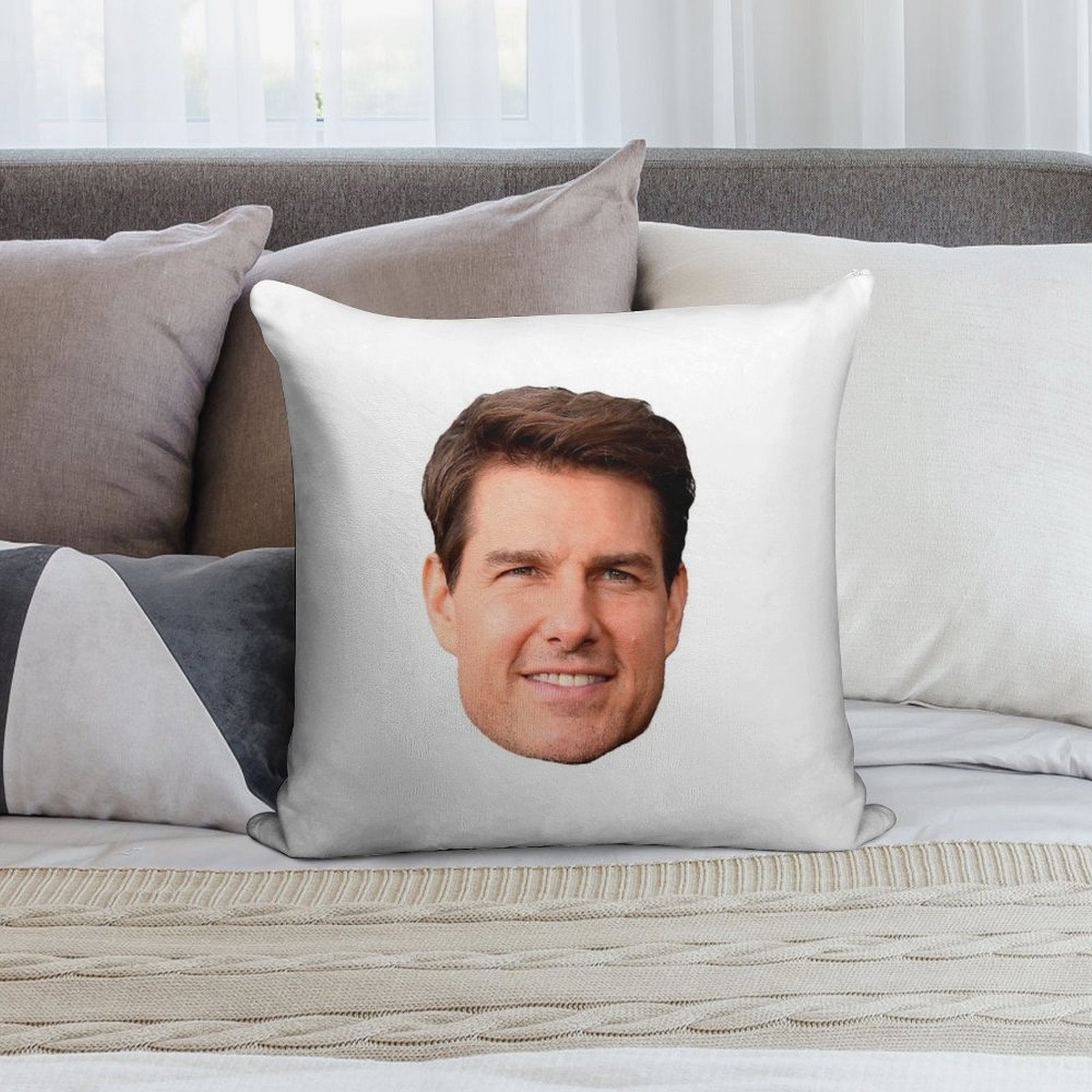 Tom Cruise Face Cutout Soft Skin-Friendly Throw Pillow