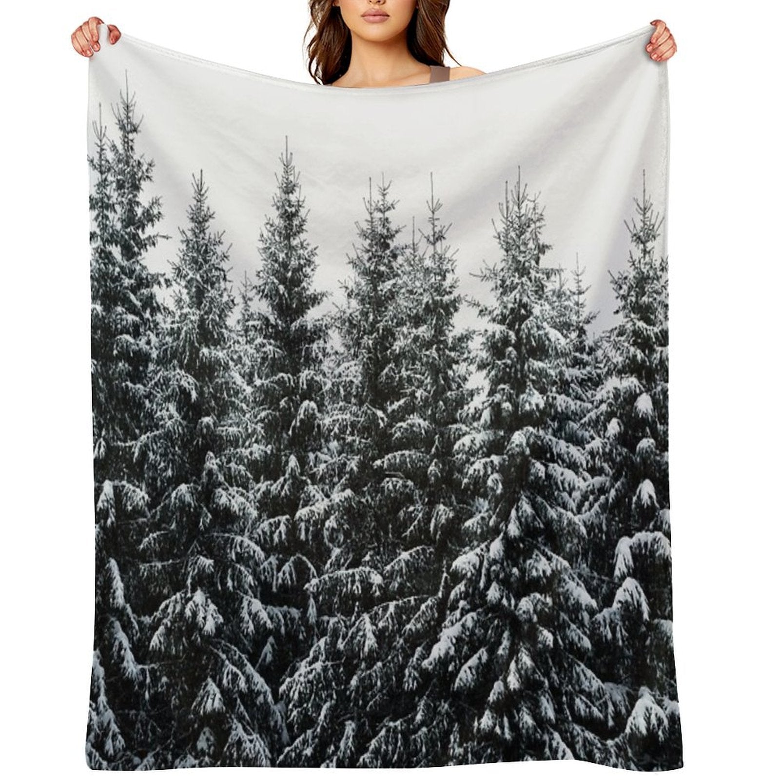 The White Bunch  Misty Moody Foggy Milky Winter Wonderland Forest With Cascadia Trees Covered In Magic Fog Comfort Throw Blanket