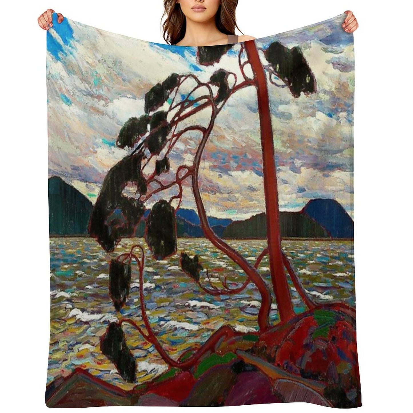 WEST WIND  Vintage 1919 Tom Thomson Algonquin Park Art Print Wrinkle-free Throw Blanket