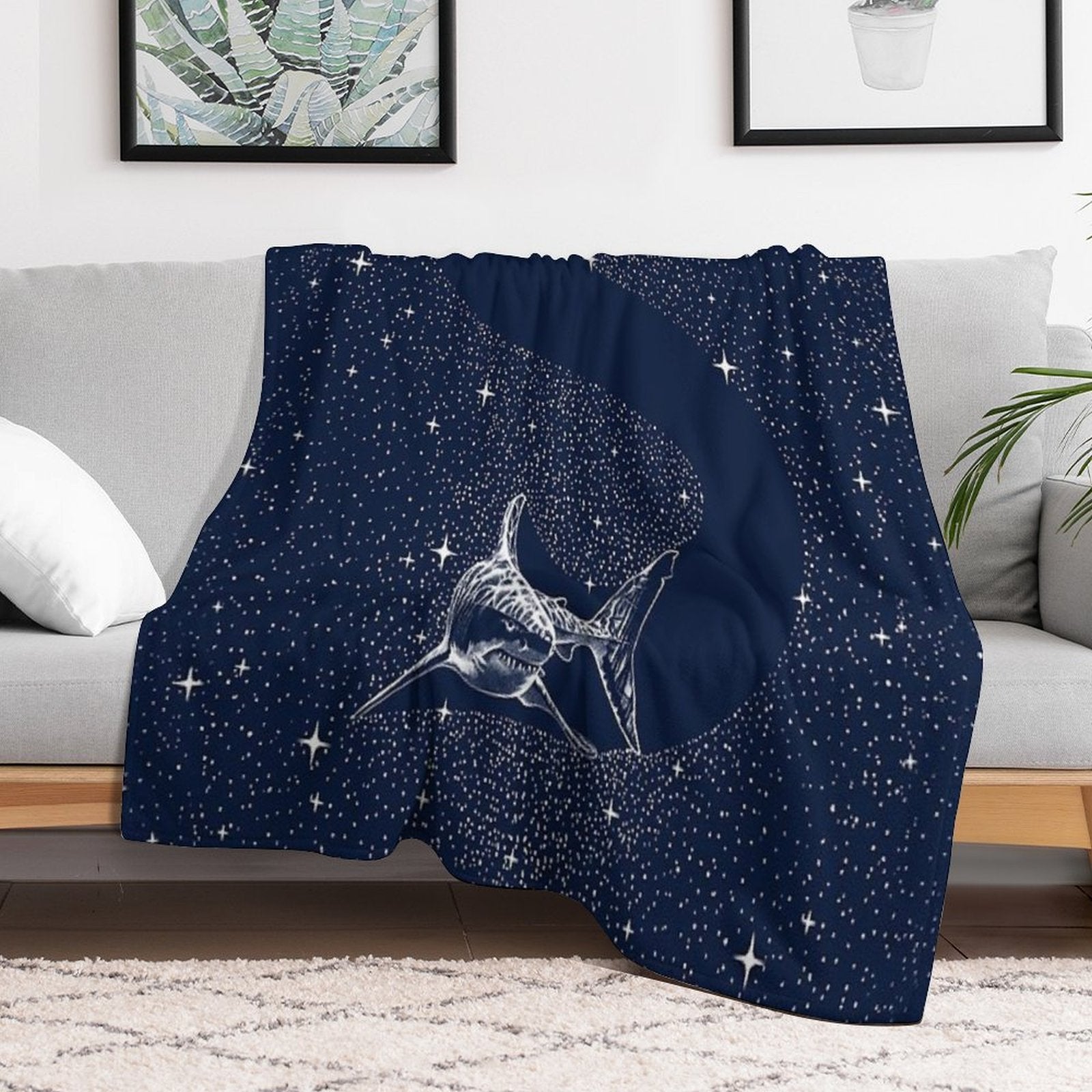 Starry Shark Quick-dry Throw Blanket