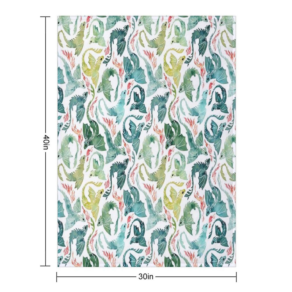 Dragon Fire Turquoise & Green Travel-friendly Throw Blanket
