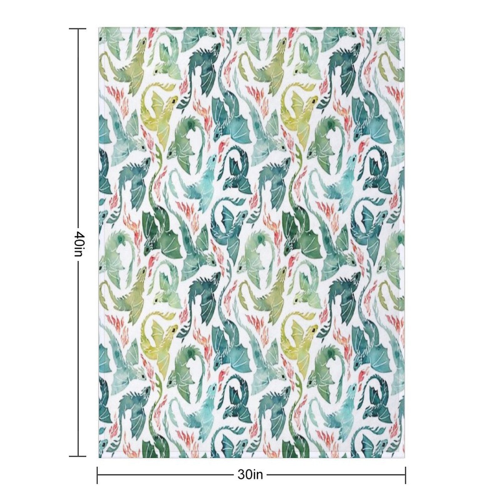 Dragon Fire Turquoise & Green Travel-friendly Throw Blanket