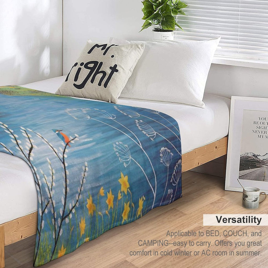 Spring at Kingfisher Pool Wrinkle-free Throw Blanket