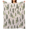 Doodled Fir Trees Pattern Sustainable Throw Blanket