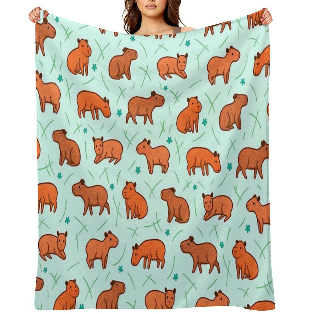 Capybara Pattern Anti-pilling Throw Blanket