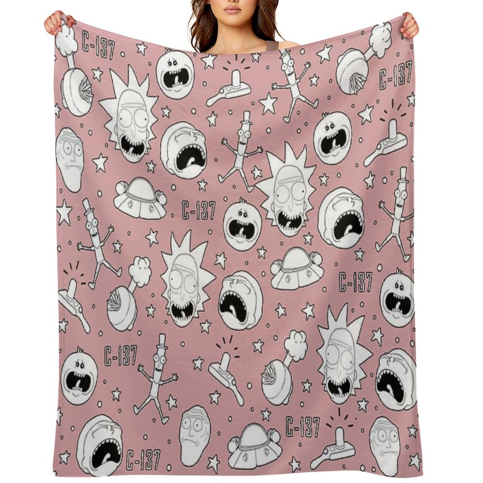 Rick And Morty Pattern Multi-functional Throw Blanket