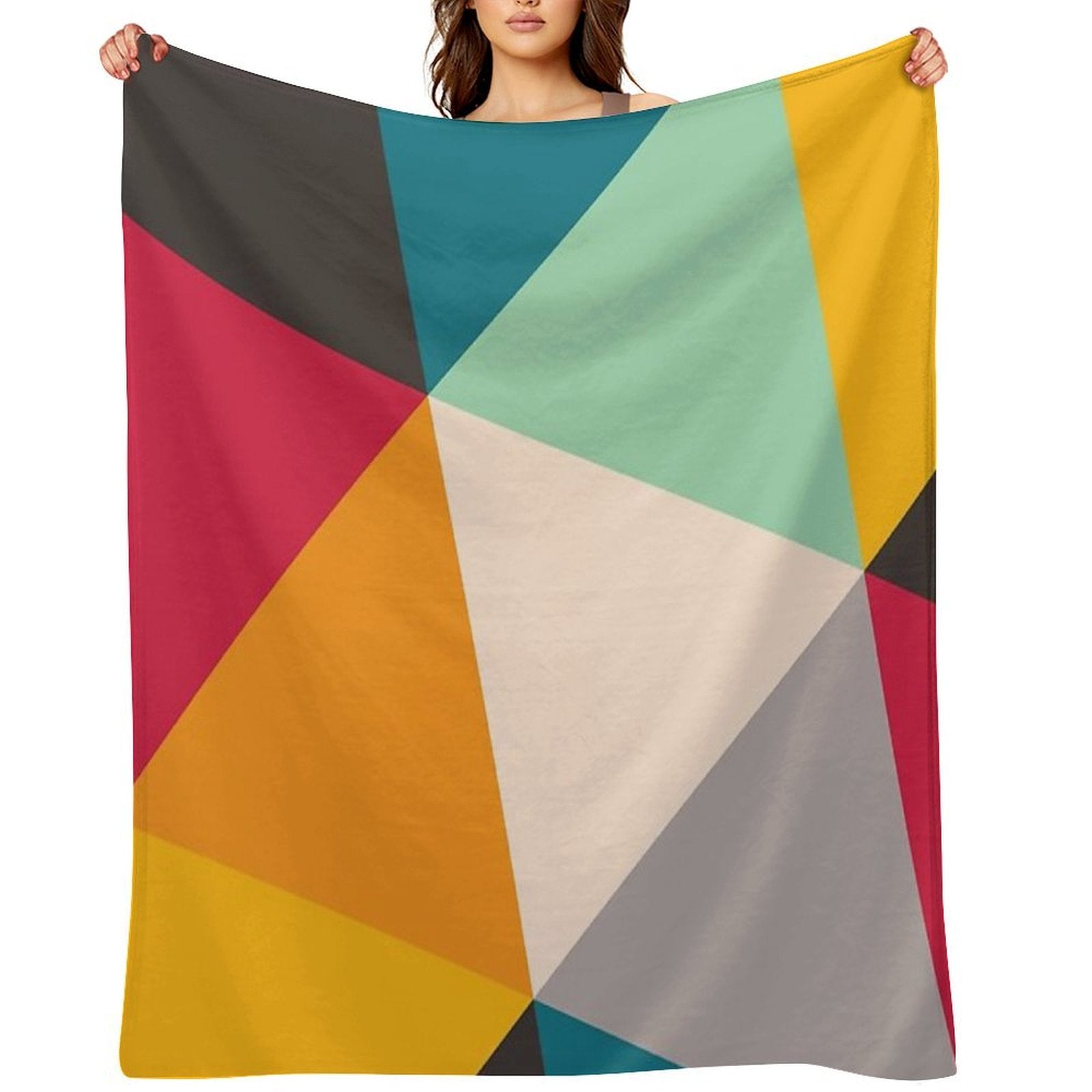 Colourful Geometric Triangles Machine-washable Throw Blanket