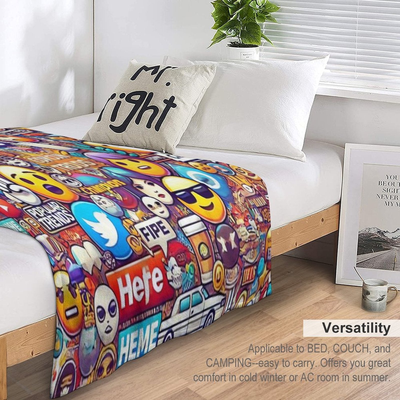 Internet Trends And Emojis Collage - Digital Pop Art Plush Throw Blanket