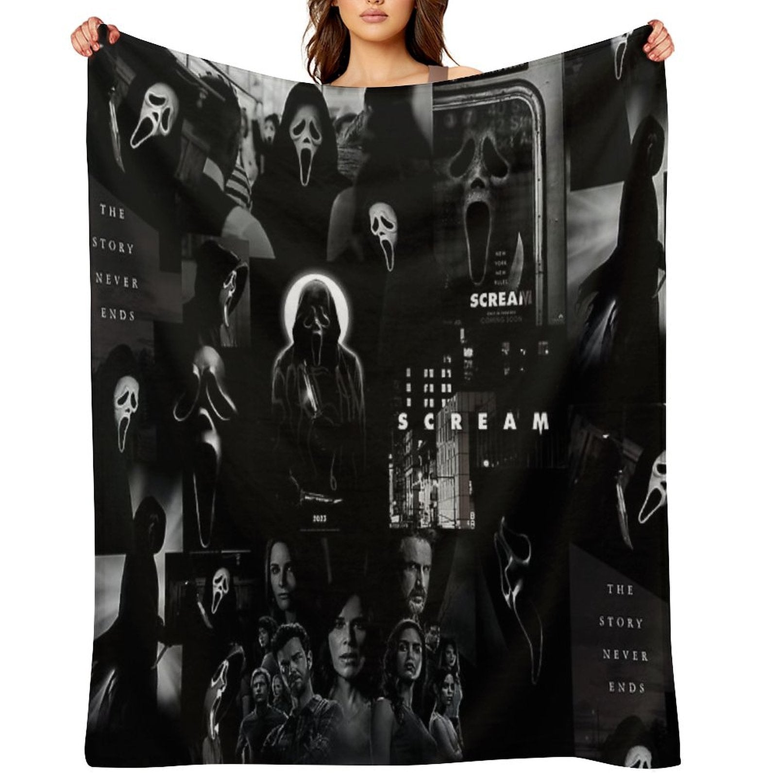 Scream Horror Movie Collage Machine-washable Throw Blanket