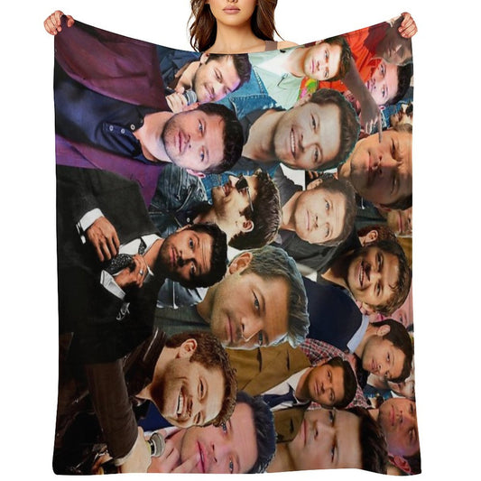 Misha Collins Photo Collage Sustainable Throw Blanket