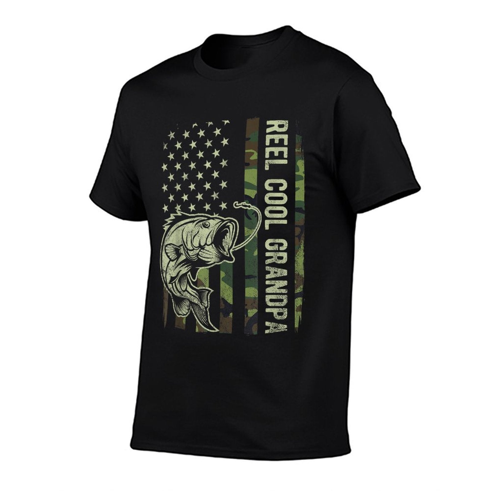 Reel Cool Grandpa Camouflage American Fathers Day  Slim-fit Cut T-Shirt