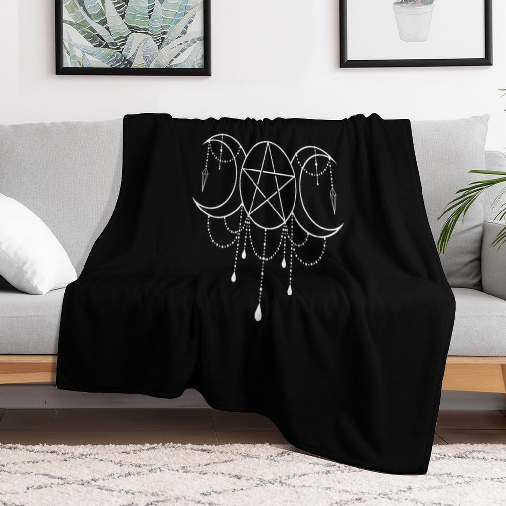 Triple Moon Goddess Pentacle Lightweight Throw Blanket