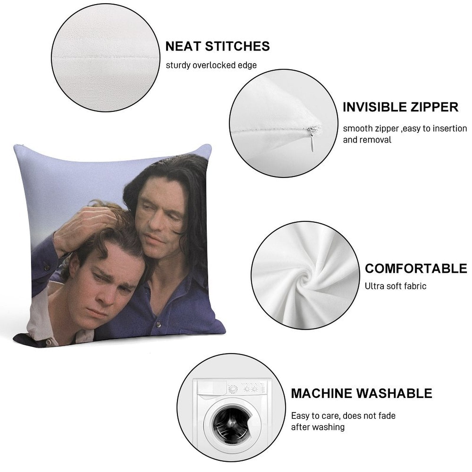 The Room Tommy Wiseau Soft Hidden Zipper Throw Pillow