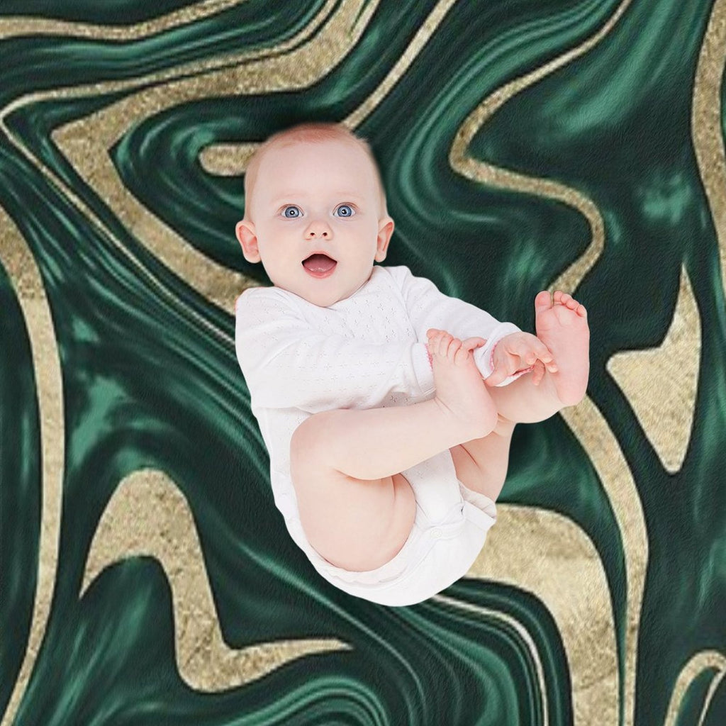 Emerald Green Black Gold Marble #1 #decor #art Shrink-resistant Throw Blanket