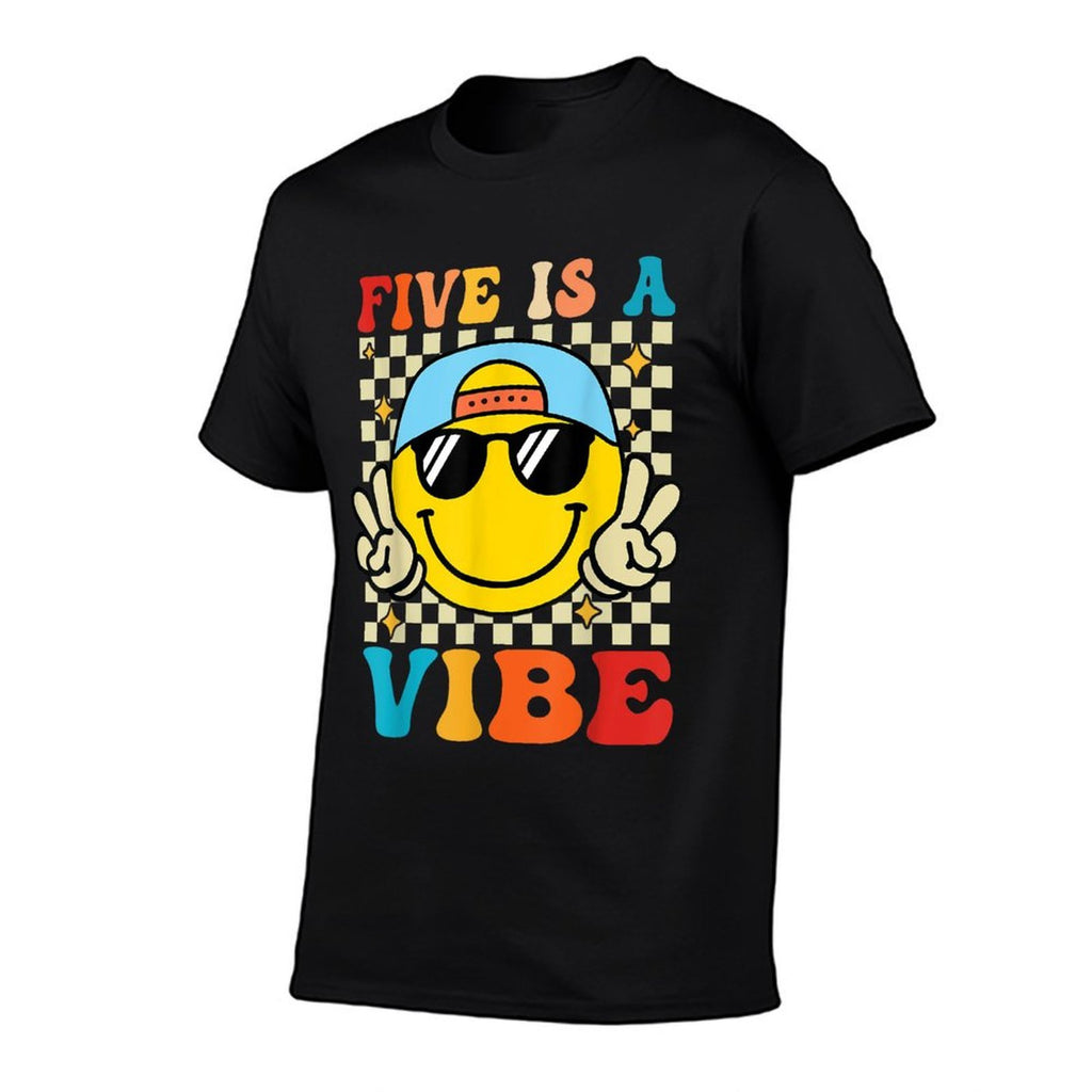 Five Is A Vibe 5th Birthday Groovy Boys Girls 5 Years Old  Polyester Blend T-Shirt