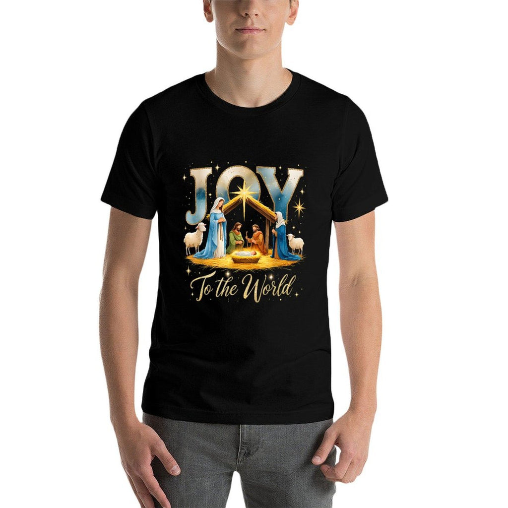 Joy to The World Nativity Scene Christmas  Trendy Pattern T-Shirt