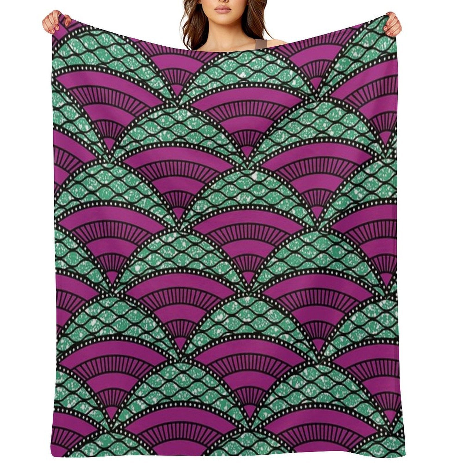 Afro Ankara Wax Print 14 All-season Throw Blanket