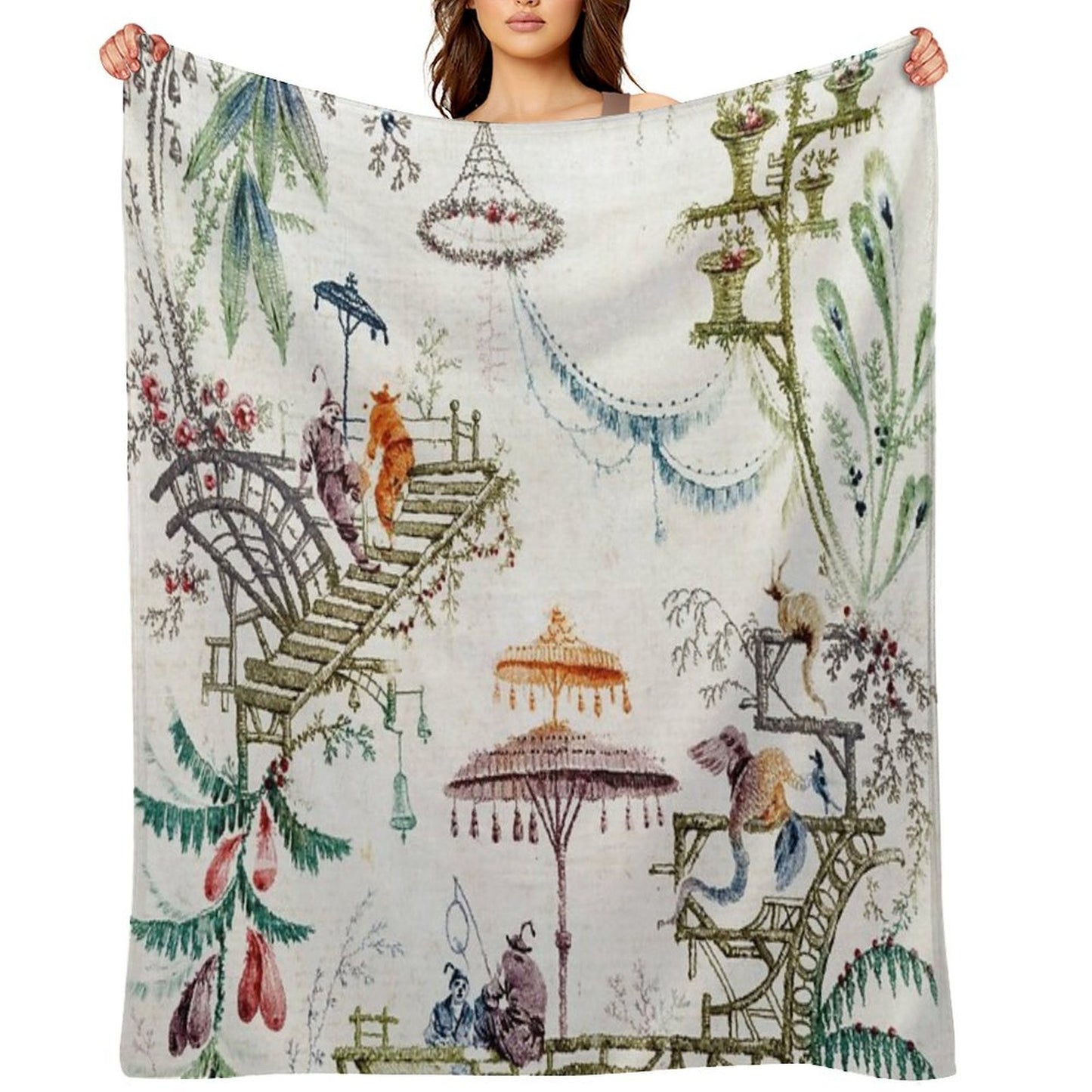 Enchanted Forest Chinoiserie Lightweight Throw Blanket