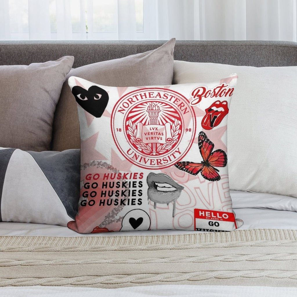 NORTHEASTERN COLLAGE Soft Fade-Resistant Throw Pillow