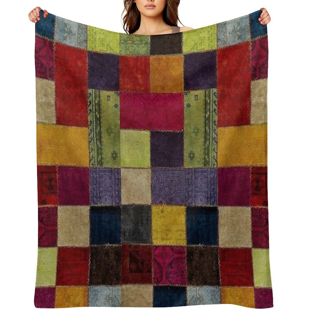 Tradional Oriental Rug Collage Easy Care Throw Blanket