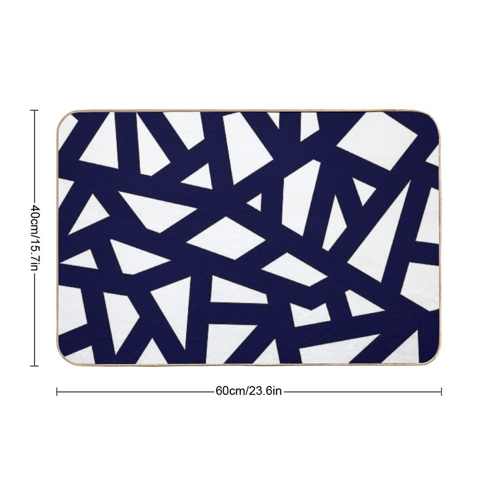 Navy Blue Thick Mosaic Lines On White  Pet-Safe Bath Mat